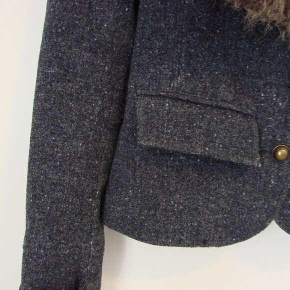 Vintage Y2K Jacket Blazer Guess Wool Blend Faux Fur Detachable Collar NWOT NEW - Picture 9 of 16